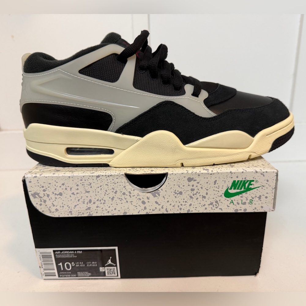 Nike Air Jordan 4 RM Black Sail Gym Noir FQ7939-006 Men's Size 10.5 Sneakers